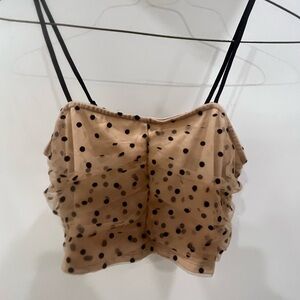 Forever 21 Tan and Black Polka Dot Cami